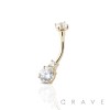 14K Gold DOUBLE ROUND CZ  NON DANGLE NAVEL RING